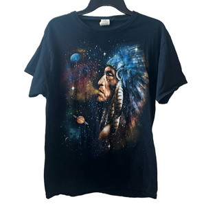 fruit of the loom black indian in space short sleeve tee shirt